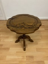 Stunning Vintage Teak Wood Small Occasional Side Table With Hand Carved Design