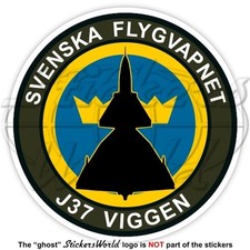 Saab 37 VIGGEN SWEDEN J-37 Swedish Air Force J37 Flygvapnet Vinyl Sticker, Decal