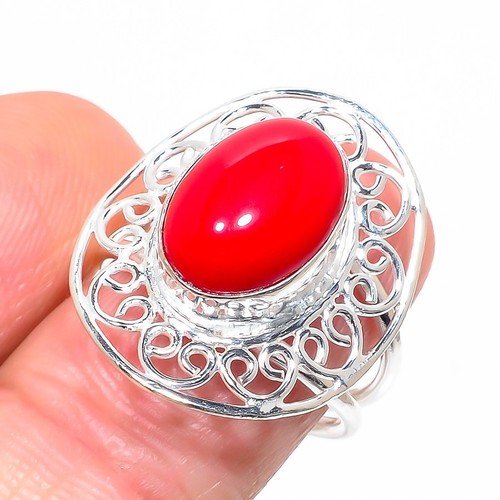 Red coral gemstone handmade - red,