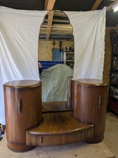 1930s Art Deco Shrager Brothers Dressing Table Walnut Kidney Design Vintage Rare