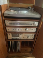 Sony Vintage Stereo System with Wood and Cabinet and Speakers