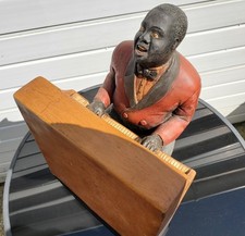 Vintage Jazz Singer on Piano Ornament 15" Figurine Heavy Rustic Jazz Pianist