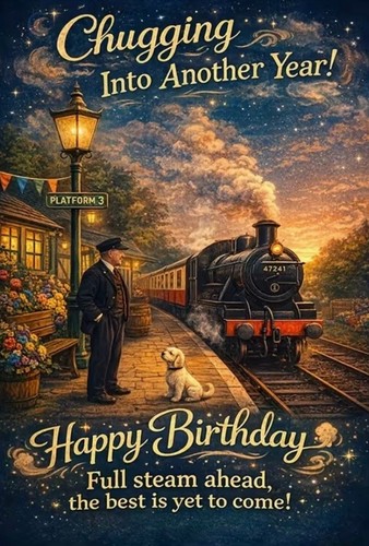 Steam train happy - happy, birthday