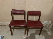 x2 Vintage Retro Mid Century Nordic Style Dining Leather Chairs Scandinavian