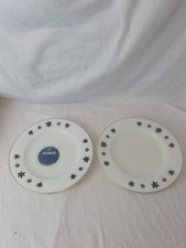  2 Vintage Pyrex JAJ GAIETY SNOWFLAKE White Dinner Plates 10"