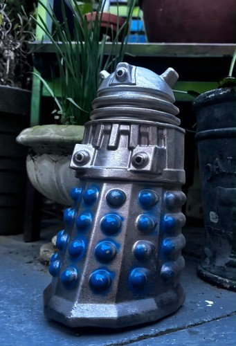 Hand cast cement dalek - cement, garden