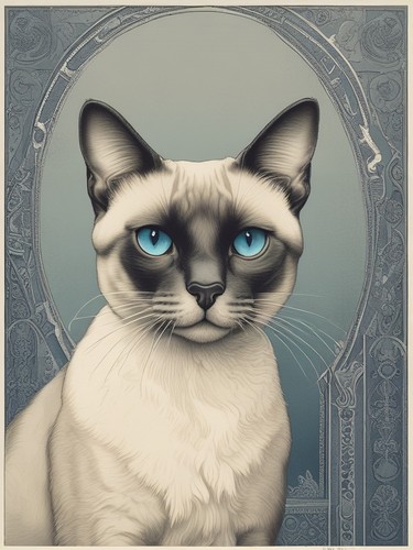 Siamese cat vintage botanical - siamese,