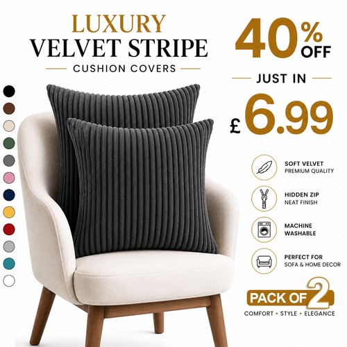Pack ribbed velvet cushion - ribbed,
