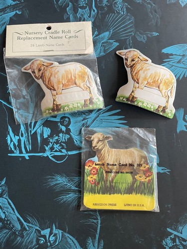 Vintage lamb name cards - vintage,