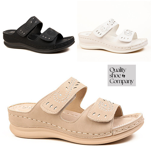 Ladies wide fit wedge sandals - ladies,