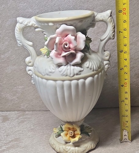 Vintage rose floral vase - rose,