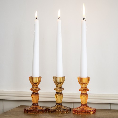 Set amber ribbed glass - 3,