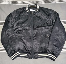 Bolongaro Trevor  Skull Surge Satin Bomber Jacket  - Medium M Varsity Black