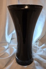 Large Opaque Black Glass  Vase  14" Or 36cm High In Very Good Condition
