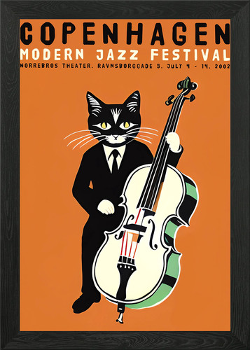 Jazz cat poster framed wall - poster,