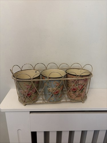 Shabby chic floral planter - shabby,