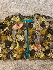 Vintage QVC INDIGO MOON Floral EMBROIDERED BEADED Toggle Jacket 2x NWT new!