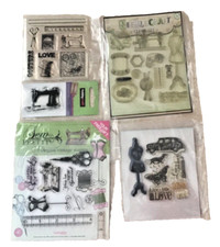 5 SETS - NEEDLECRAFT - SEWING  RELATED -  CLEAR  ACRYLIC STAMPS (A)