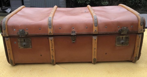 Vintage large leather and wood - vintage,