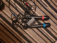 Genuine Sony PS3 PlayStation SingStar Wireless Microphones x 2 + Dongle +Game