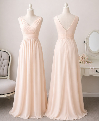 Chiffon neck prom dress - v,