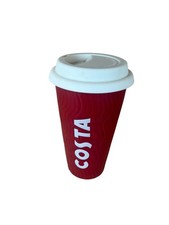 Costa Coffee Ceramic Cup Travel Mug Ripple Effect Reusable Cup With Silicon Lid