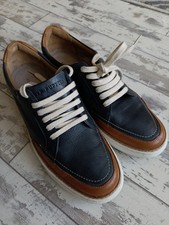 Hush Puppies Navy Tan Leather Trainers Mens UK 9 New Without Tags