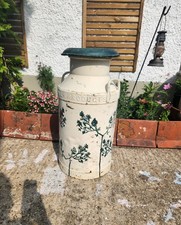 Vintage Metal Milk Churn Carmarthen Dairy Can – Hand Painted Floral Design 
