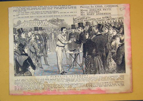 Old antique print - old, lawn