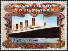 RMS TITANIC White Star Line Cruise / Ocean Liner Ship Stamp (2005 Grenada)
