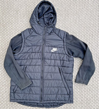 Nike hybrid thermal hooded jacket Coat black men's size XL