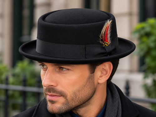 Black wool felt trilby - wool, pork