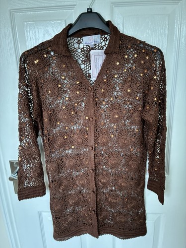 Brown crochet sequin long - crochet,