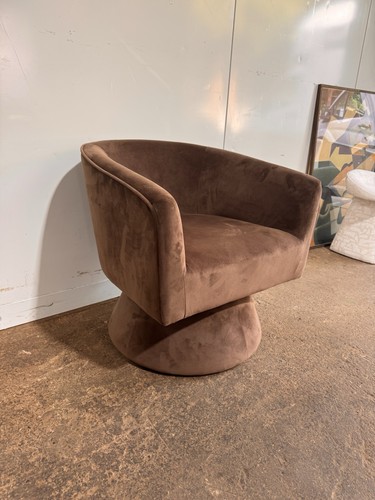 Brown velvet swivel armchair - armchair, |