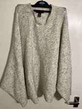 New Look Fluffy Oversized Batwing Jumper Size Small Round Neck Beige Colour VGC