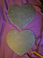 Set of 2 Natural Slate Heart Placemats Serving Tray Table Mats Runner CHOP Board