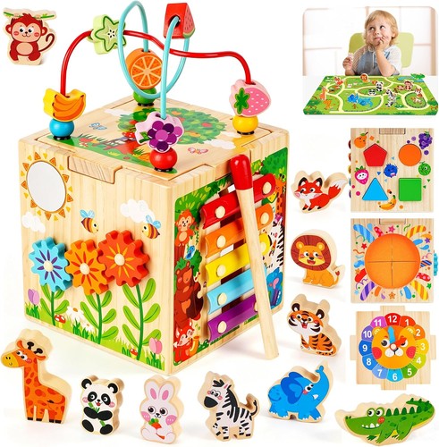 Wooden activity cube - activity, toddler
