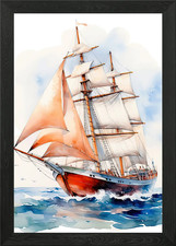 Sailing Ship Watercolor Framed