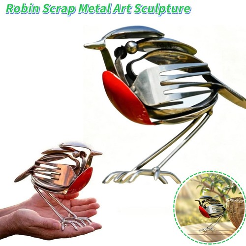 Handmade recycled steel robin - handmade,