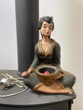Genuine Vintage Seated Geisha Lamp Chalkwear Mid Century not working