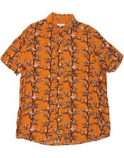 JULES Mens Regular Fit Short Sleeve Shirt XL Orange Floral Viscose DK86