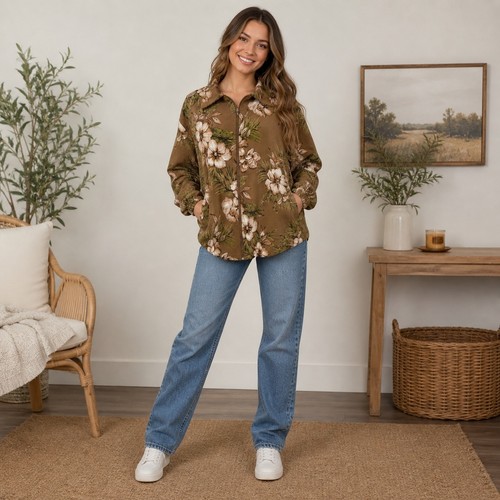 Vintage brown floral - brown, jacket