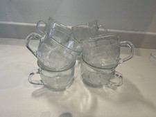 8x Clear Glass Cups  ' Fleur '
