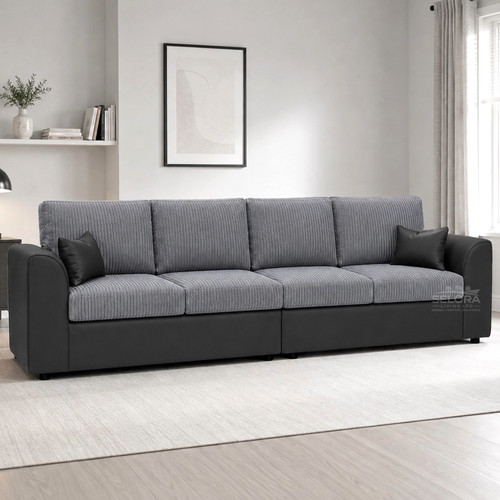 Grey seater sofa jumbo cord - 4,