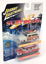 Johnny Lightning 1/64 Mercury Woody Wagon 1950 + Cadillac Ambulance 1959 Set 2