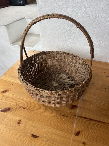 Wicker large round basket - wicker,