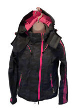SUPERDRY Women's Hot Pink Hooded Waterproof Windcheater JACKET Coat S UK 10 S4