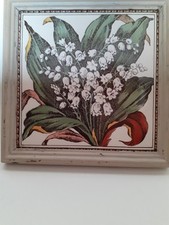 Framed Antique Majolica Tile by H & R Johnson
