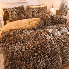 Plush Leopard & Tie-Dye 3-Piece Bedding Set – Duvet Cover & Pillowcases, Soft Al