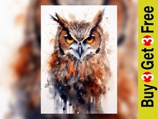 Intense Owl Watercolor